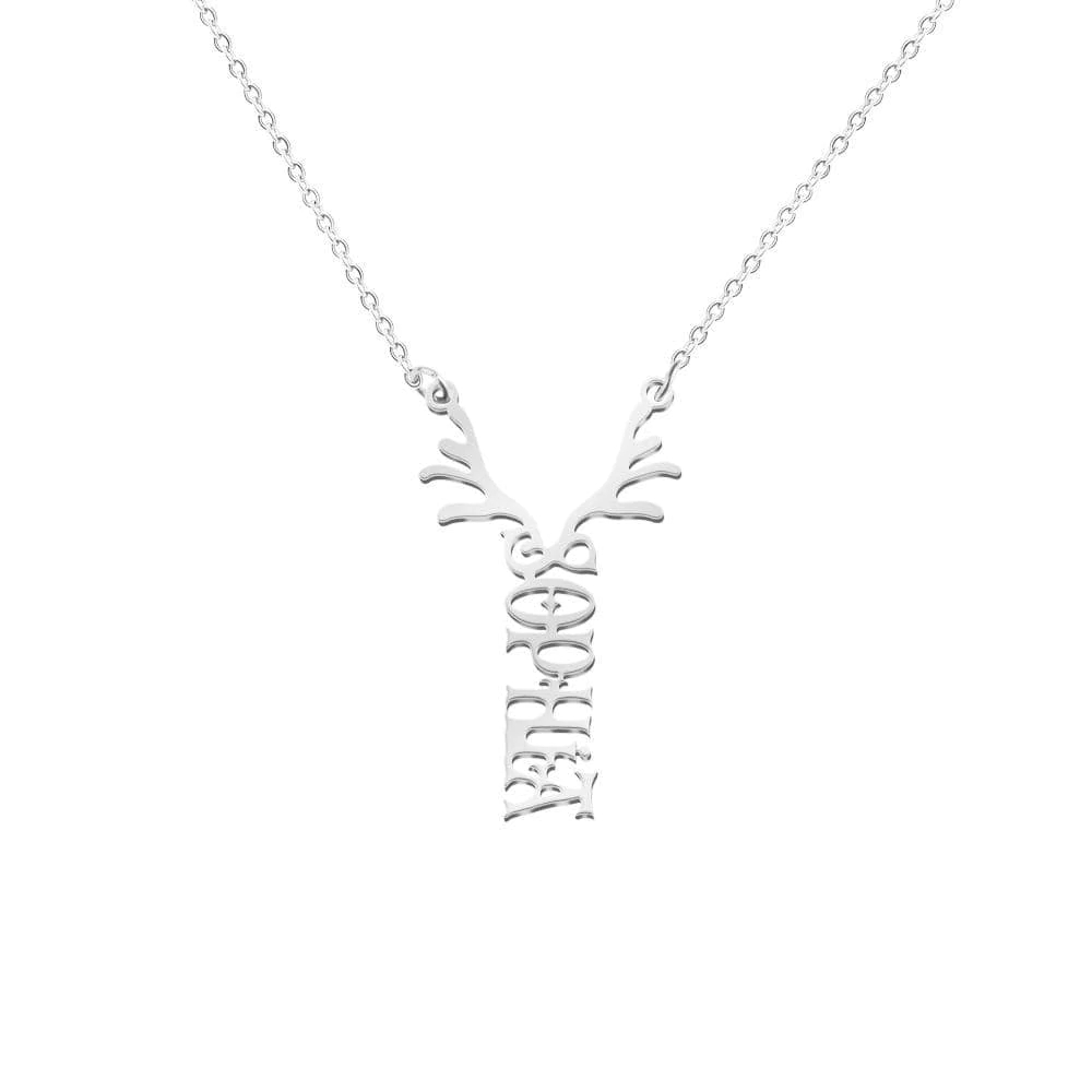 Deer antler pendant name necklace silver & gold