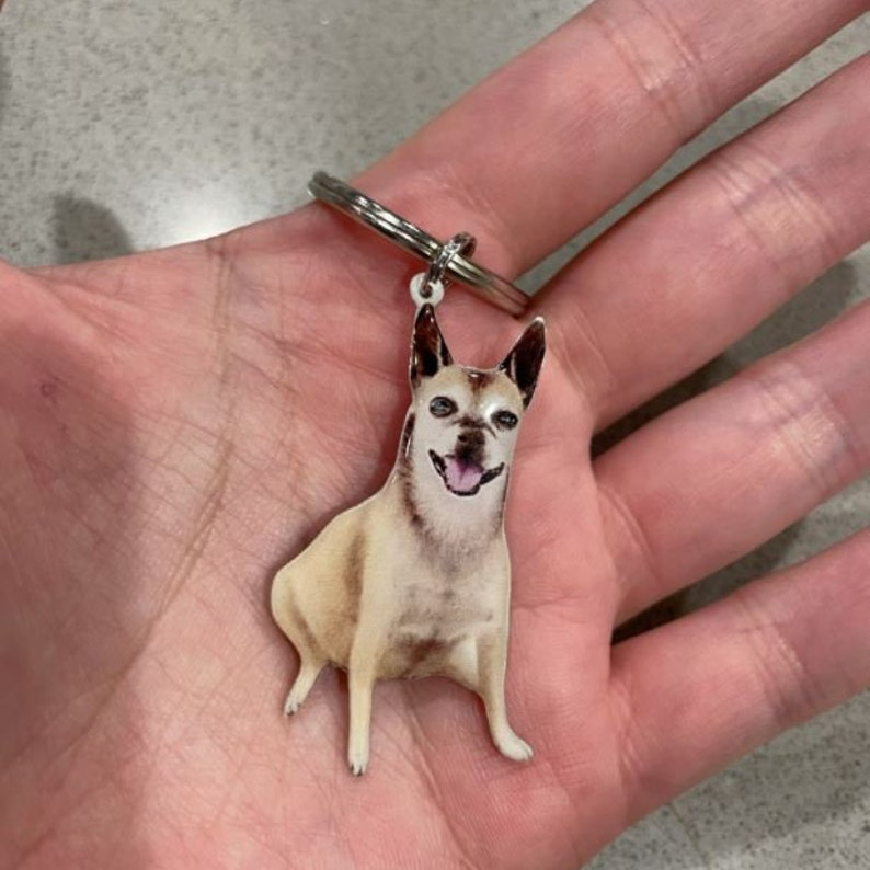 custom dog portrait keychain personalized pet photo keychain