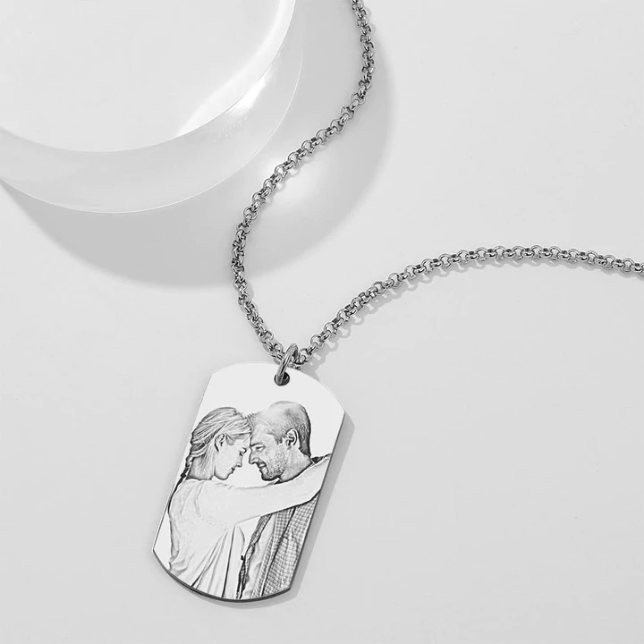Customized stainless steel dog tag necklace with picture