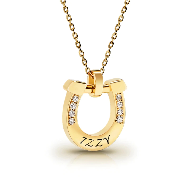 Diamond horseshoe necklace for girl yellow gold (Brass)