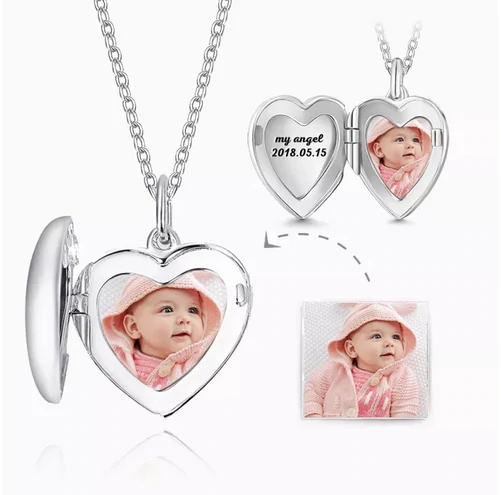 Custom heart locket necklace with picture