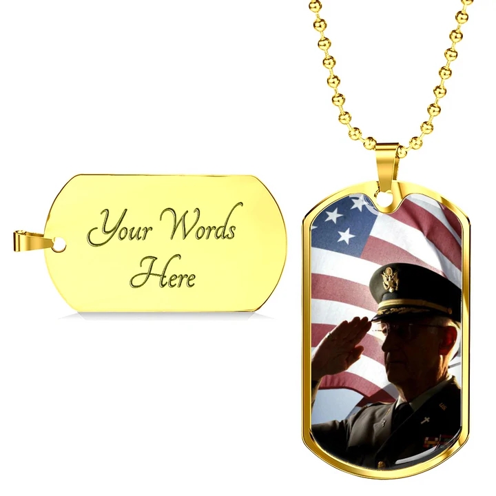 Photo engraved stainless steel dog tag pendant with chain