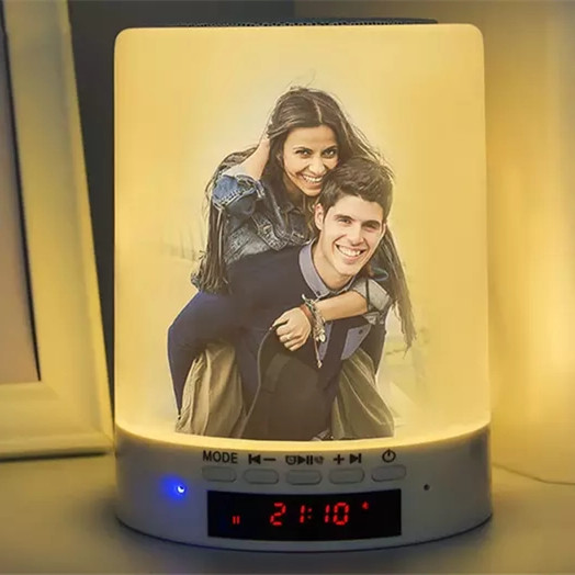 personalized photo night light with bluetooth speaker