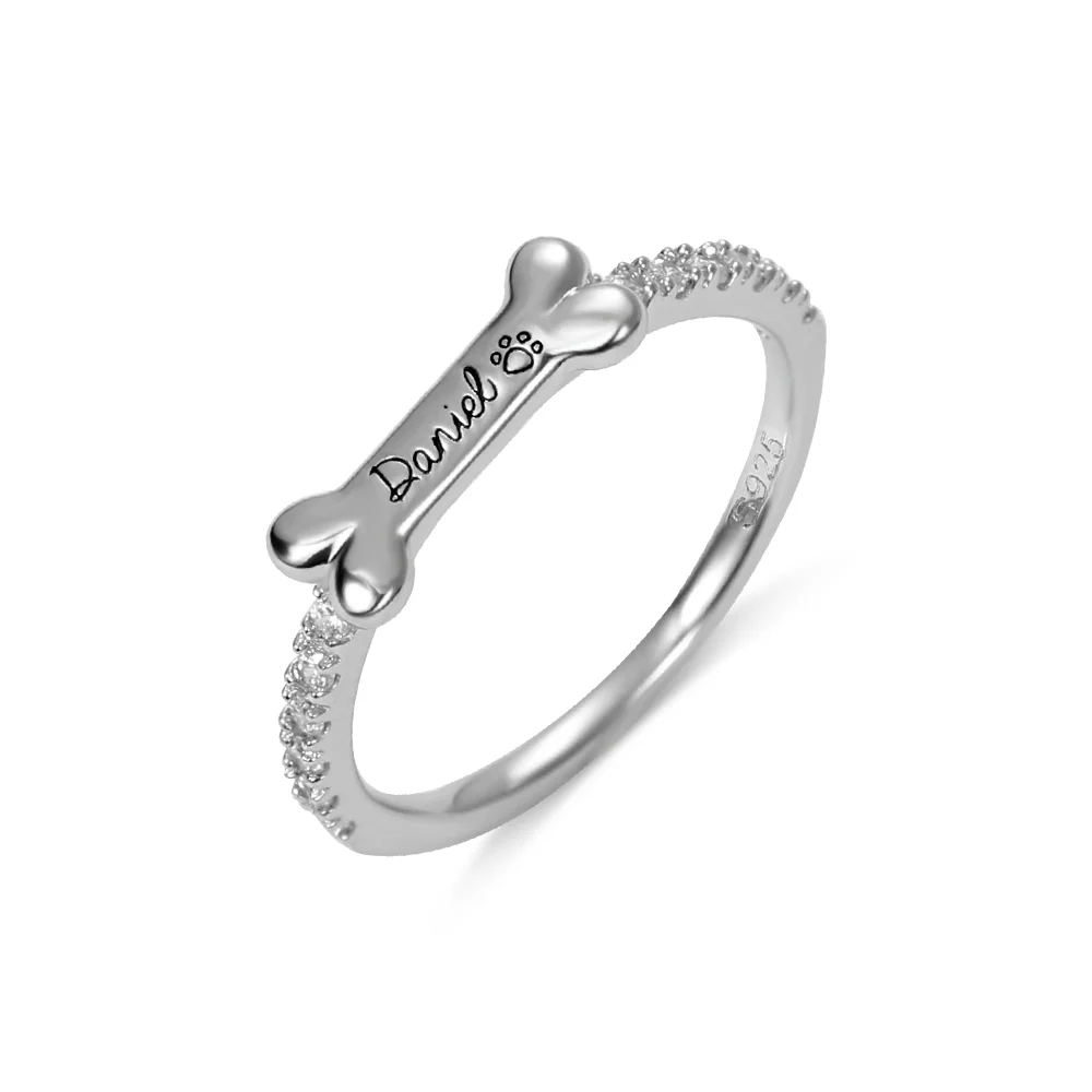 Personalized dog bone ring with name