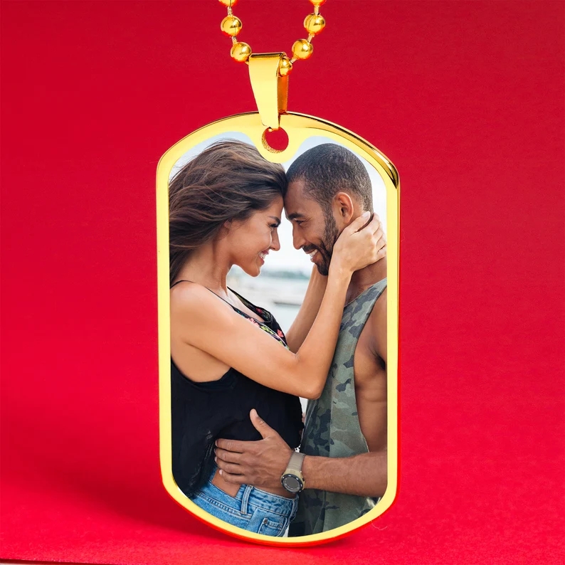 customized gold dog tag necklace with picture