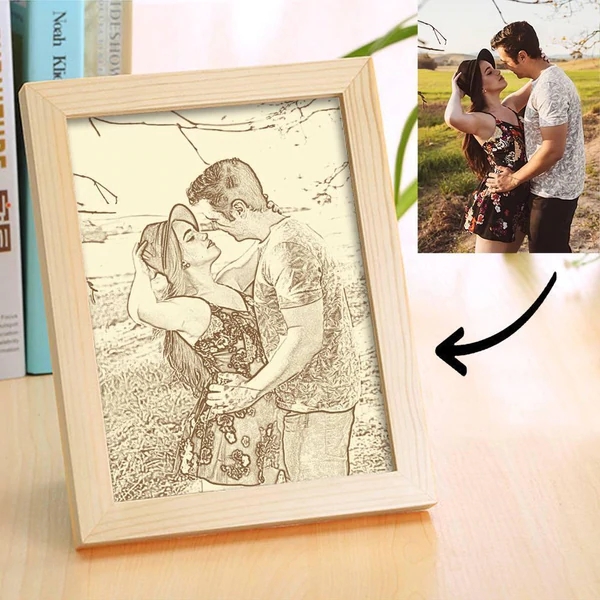 Custom engraved wooden picture frame Vertical