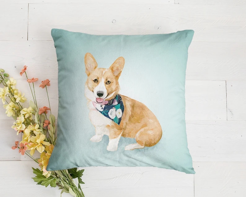 custom pet portrait pillow, personalized Dog & Cat Pillow