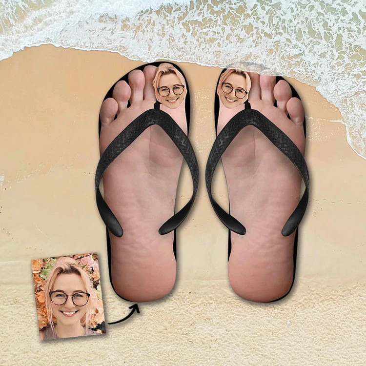 personalized photo flip flops Fun Big Toe