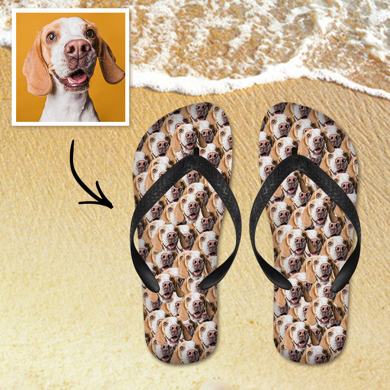 personalized photo flip flops with dog picture