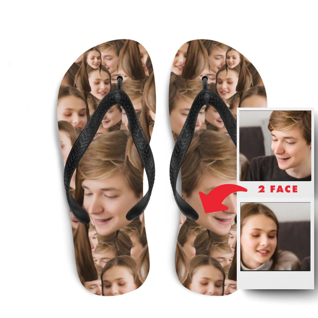 Custom multi-Faces flip flops, personalized flip flops 2022