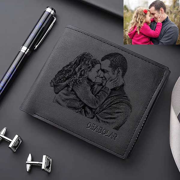 personalized photo men's wallet black