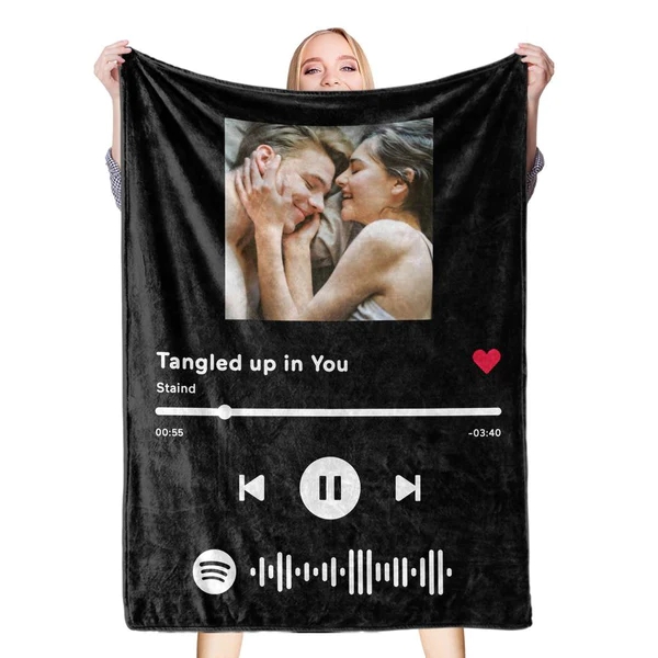 custom spotify blanket with photo and music