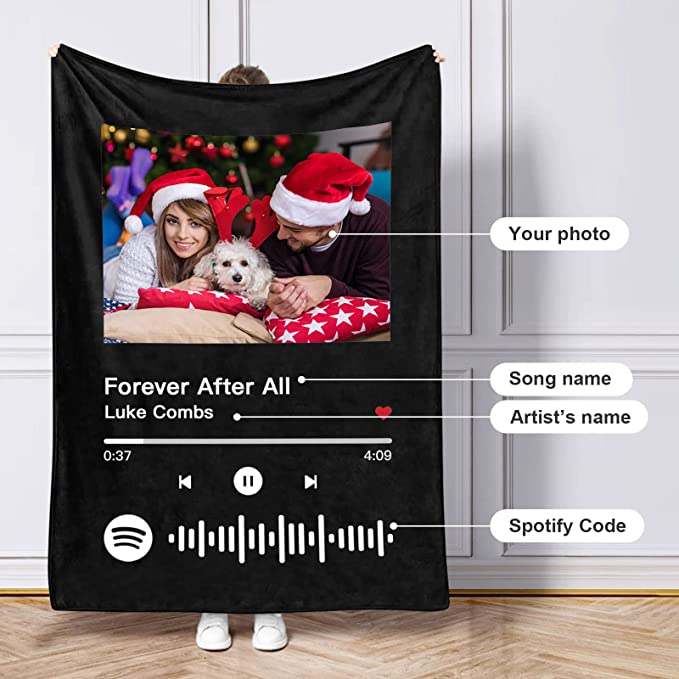 personalized spotify photo blanket for 2022 christmas gift
