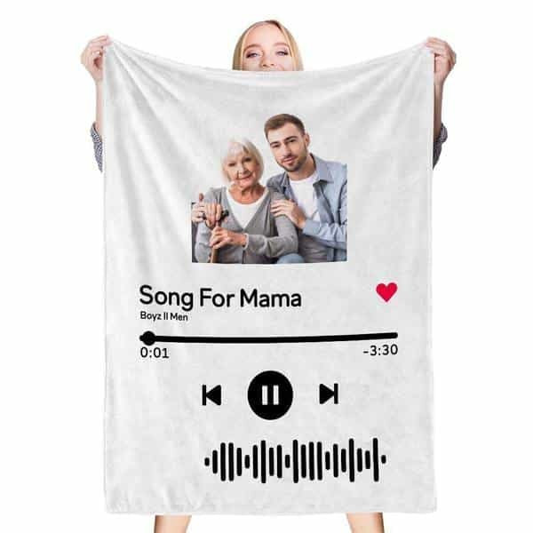 personalized spotify blanket with photo and music