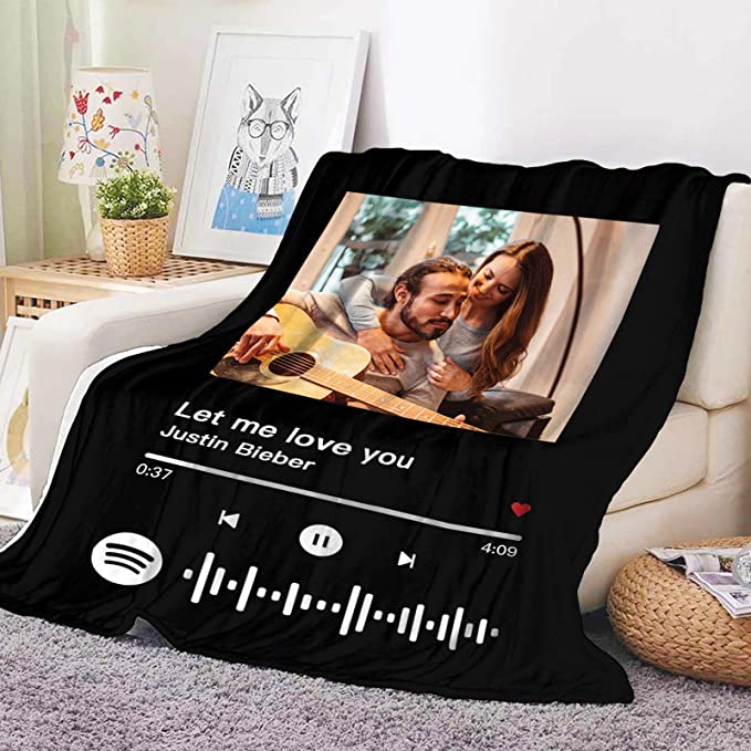 custom spotify blanket with photo and music