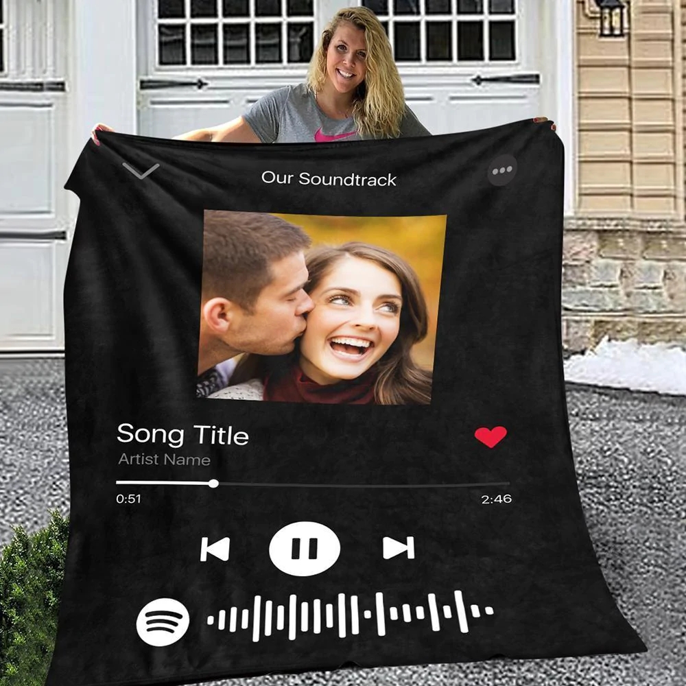 customized spotify code blanket black