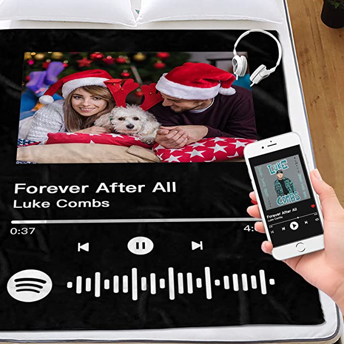 personalized spotify photo blanket for 2022 christmas gift