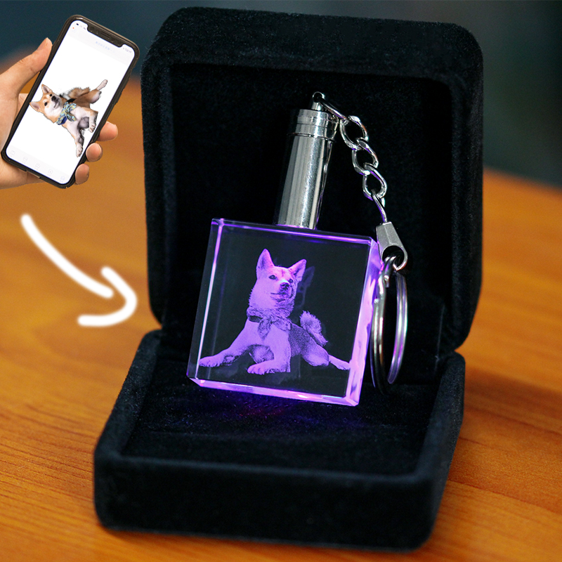 3d crystal led keychain
