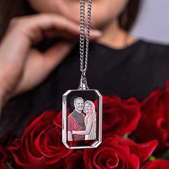 3d photo crystal necklace