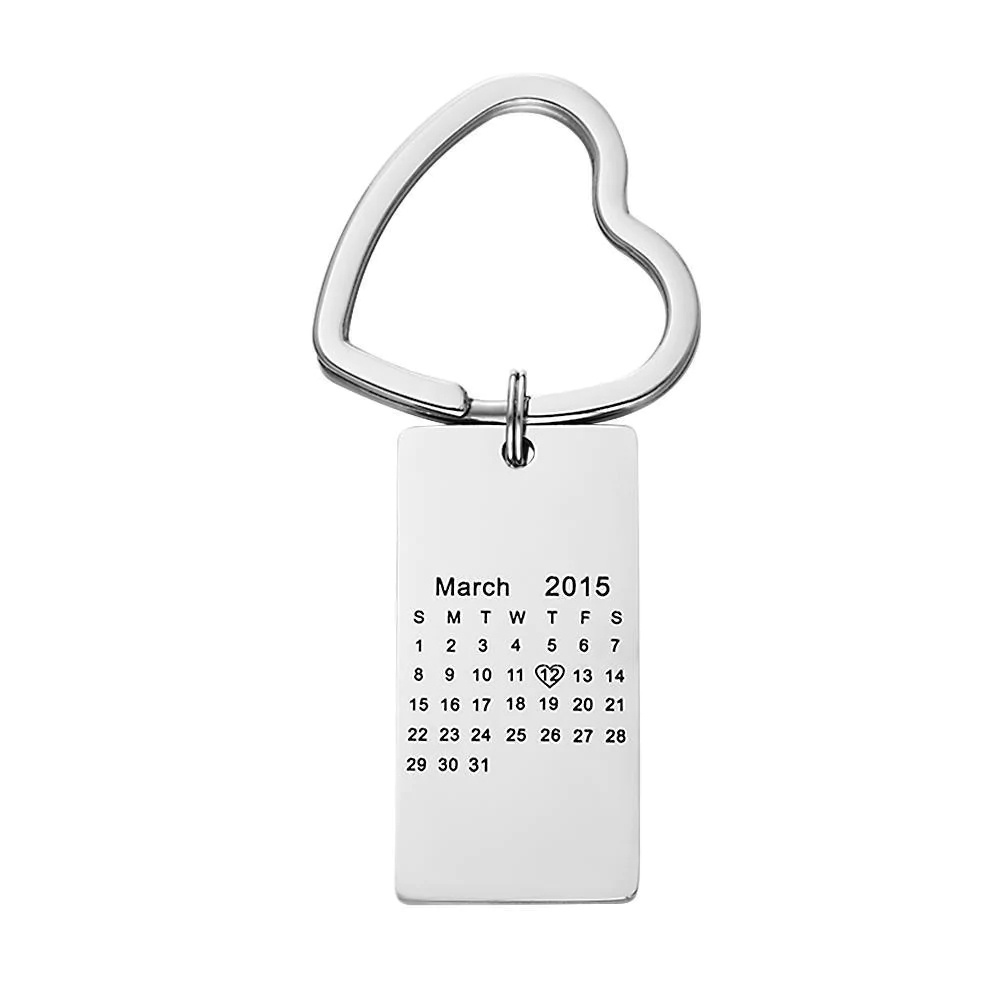 calendar keychain anniversary date engraved