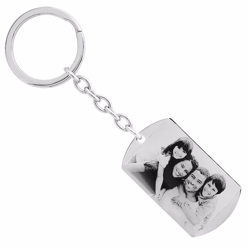 Personalized backpack keychain with photo dog tag Stainless Steel