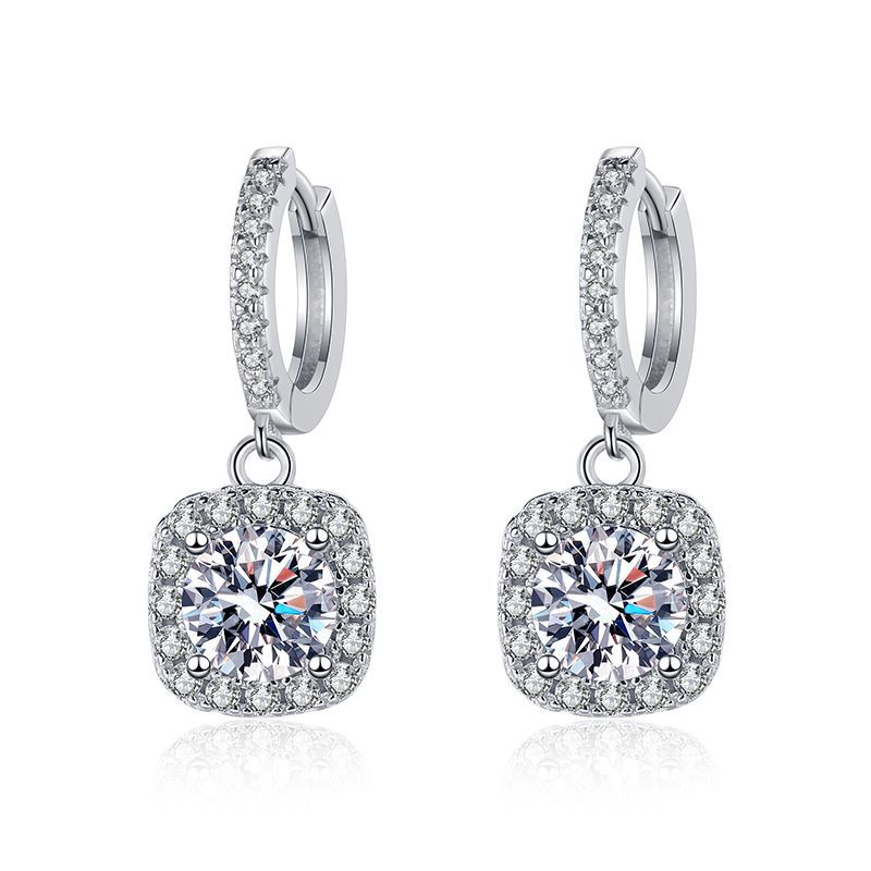 Certified moissanite earrings silver 925 with GRA REPORT