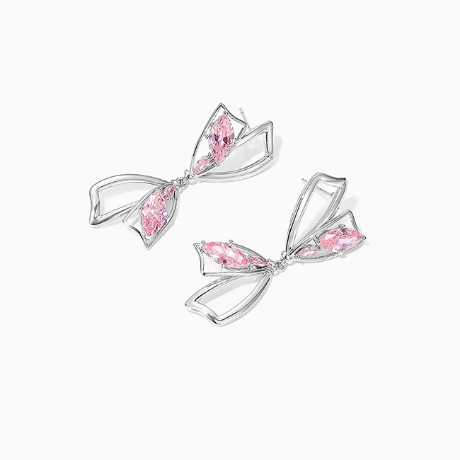 silver bow tie stud earrings